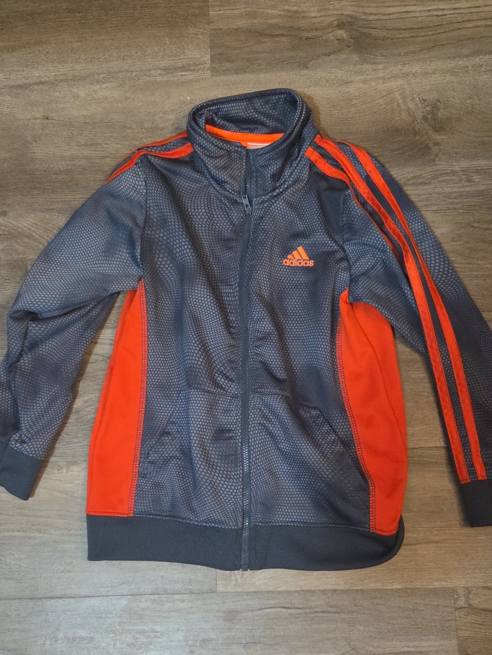 adidas Kids Gray & Orange Full-Zip Track Jacket
